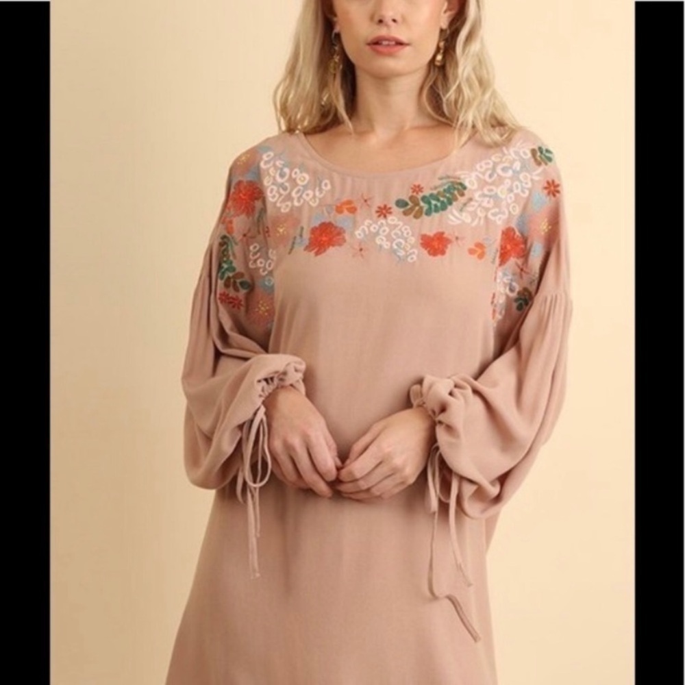 Umgee Blush Embroidered Dress